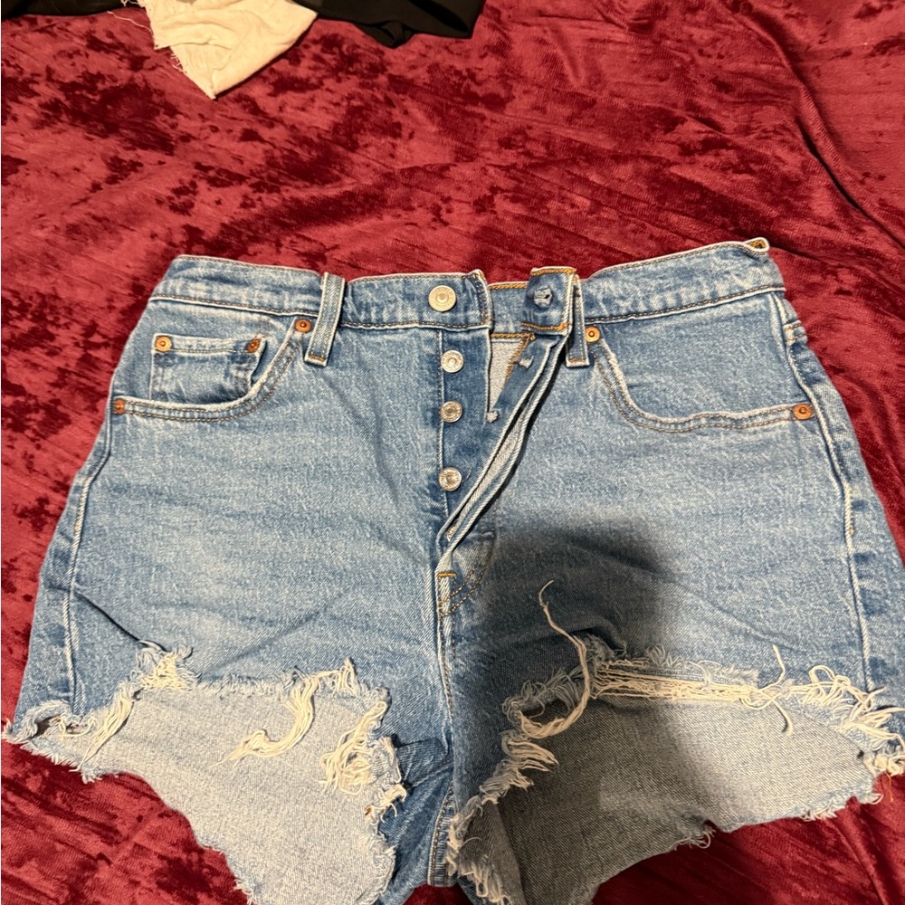 Levi's Blue Distressed Jean Shorts